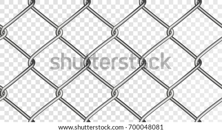 The structure of a realistic mesh fence. Seamless vector fence, isolated on a transparent background. Vector eps 10