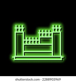 Struktur mit verstärktem Beton Neon Leuchtschild Vektor. Bauweise mit Betonverputzung