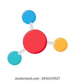 Estructura de la molécula simple del icono de la medicina. Síntesis de sustancias complejas, elemento de caricatura médica para el diseño moderno y retro. Pictograma de Vector de color simple aislado sobre fondo blanco