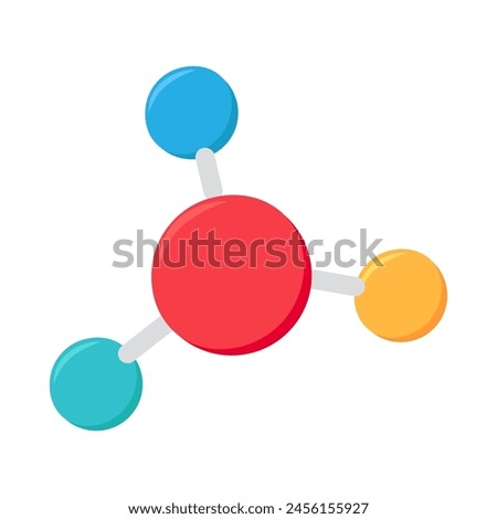 Structure of simple molecule of medicine icon. Synthesis of complex substances, medical stroked cartoon element for modern and retro design. Simple color vector pictogram isolated on white background