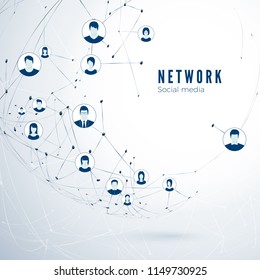 Structure of social media network. Global connection. User partnership connection. Vector illustration