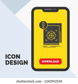 structure, standard, infrastructure, information, alert Glyph Icon in Mobile for Download Page. Yellow Background