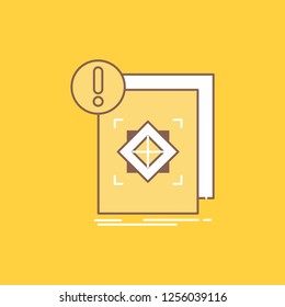 structure, standard, infrastructure, information, alert Flat Line Filled Icon. Beautiful Logo button over yellow background for UI and UX, website or mobile application
