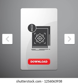 structure, standard, infrastructure, information, alert Glyph Icon in Carousal Pagination Slider Design & Red Download Button