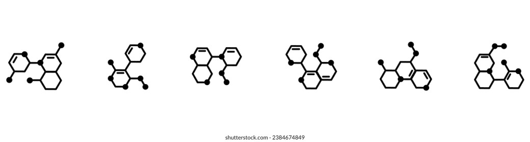 Structure and Substance molecule. Collection of modern molecule outline icons. Molecule or formula icon. Laboratory scientific research. Connected molecules icon. Vector Illustration. EPS 10