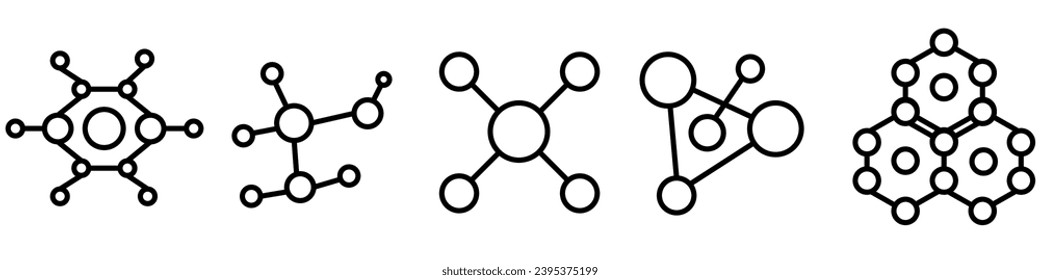 Structure and Substance molecule. Collection of modern molecule outline icons. Molecule or formula icon.