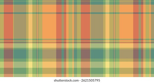 Estructura textil tela de fondo, idea patrón de Vector sin costuras. Textura a cuadros de tartán a cuadros en colores pastel y naranja.