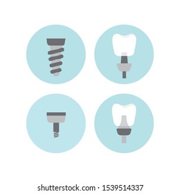 Structure of the tooth implant vector illustration flat design