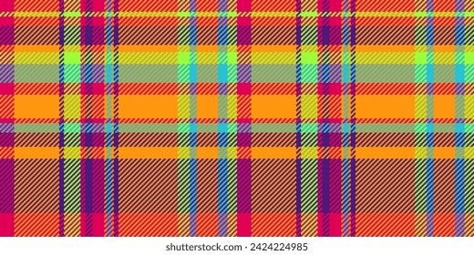 Structure vector texture seamless, native tartan check fabric. Female pattern plaid textile background in bright and violet color.