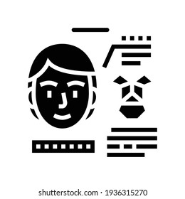 estructura del vector de icono de glifo de id de la cara de trabajo. estructura del signo de identificación de la cara de trabajo. símbolo de contorno aislado ilustración negra