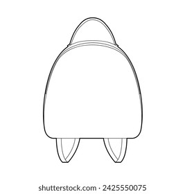 Structured backpack silhouette bag. Fashion accessory technical illustration. Vector schoolbag front view for Men, women, unisex style, flat handbag CAD mockup sketch outline isolated