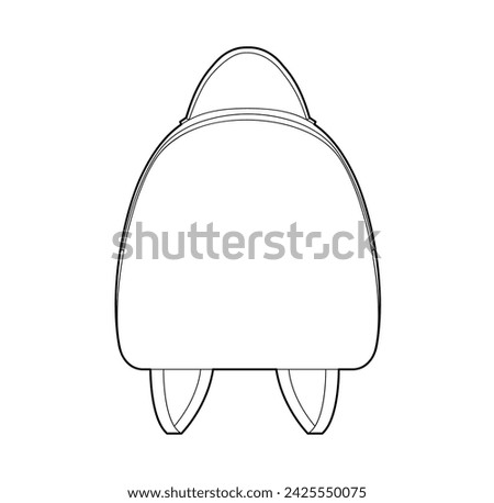 Structured backpack silhouette bag. Fashion accessory technical illustration. Vector schoolbag front view for Men, women, unisex style, flat handbag CAD mockup sketch outline isolated