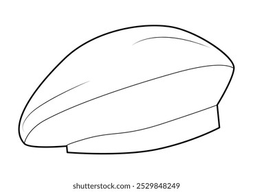 Structured Beret Hat. Winter Head Fashion accessory cap clothing technical illustration. Vector headgear for Men, women, unisex style, flat template CAD mockup sketch outline isolated