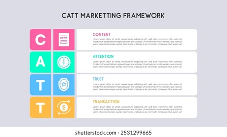 Structured CATT Framework for Optimized Marketing Success Vector Illustration