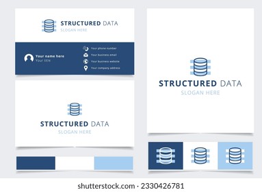 Structured data logo design with editable slogan. Branding book and business card template.
