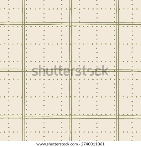 Structured grid with scattered dots in warm natural tones creates a modern rustic geometric blend for packaging design, handmade labels and textile basics