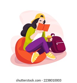 Structured home learning isolated cartoon vector illustration. Student looks in diary with subject schedule, structured learning, public school program, full-time home education vector cartoon.