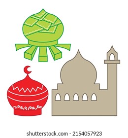 structured mosque collections vector illustration, IED Mubarak mosque