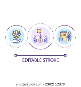 Structured programming loop concept icon. Computer science abstract idea thin line illustration. Writing code. Dividing data blocks. Isolated outline drawing. Editable stroke. Arial font used
