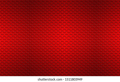 Structured red perforated metal texture, aluminium grating, abstract metallic background, vector illustration