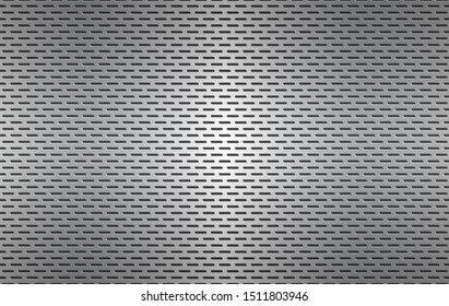 Structured silver perforated metal texture, aluminium grating, abstract metallic background, vector illustration