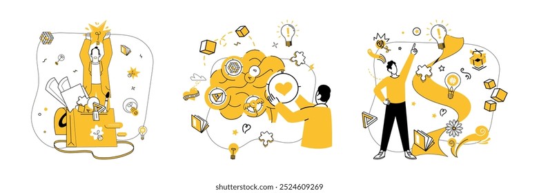 Structured thinking vector illustration. Innovation transforms into opportunities in crucible strategic minds Progress flourishes where individuality and structured thinking intersect