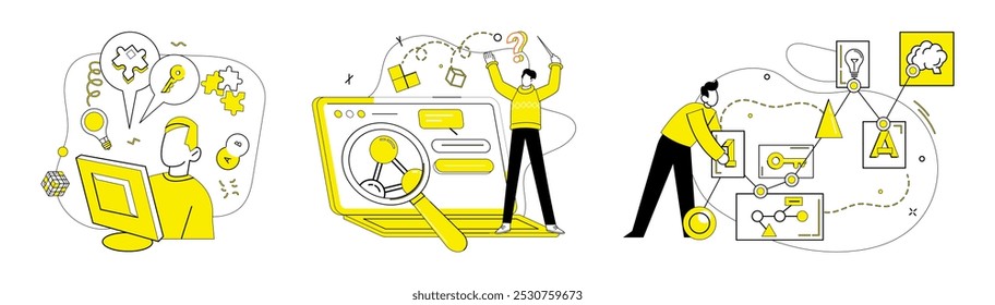 Structured thinking vector illustration. Innovation transforms into opportunities in crucible strategic minds Progress flourishes where individuality and structured thinking intersect