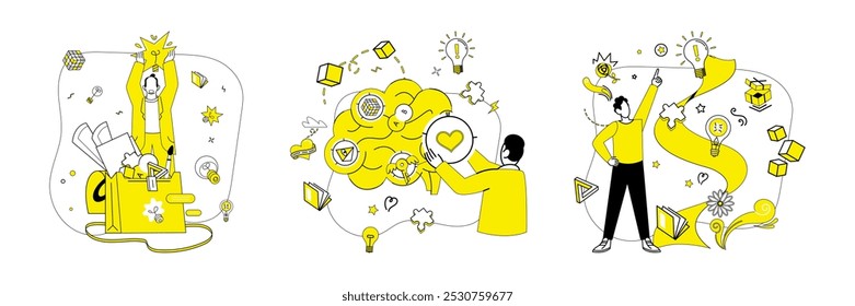 Structured thinking vector illustration. Innovation transforms into opportunities in crucible strategic minds Progress flourishes where individuality and structured thinking intersect