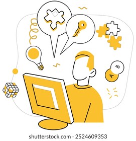 Structured thinking vector illustration. Structured thinking metaphorically dances with creativity in ballet innovation Intelligence and structured thinking are pillars in temple strategic minds