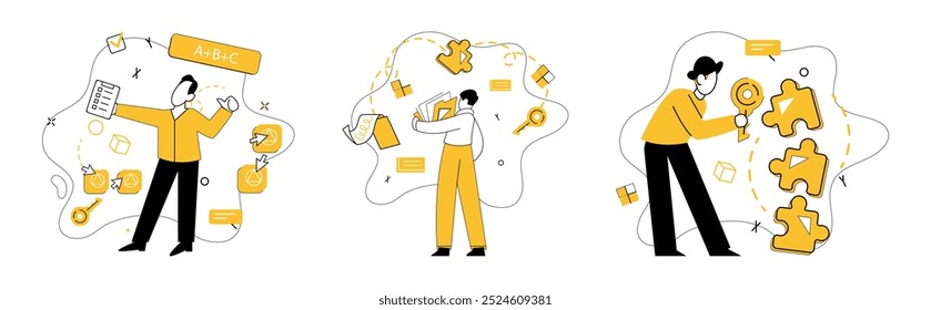 Structured thinking vector illustration. Success blossoms where creativity and structured thinking concept converge In garden thoughts, seeds structured thinking grow into solutions