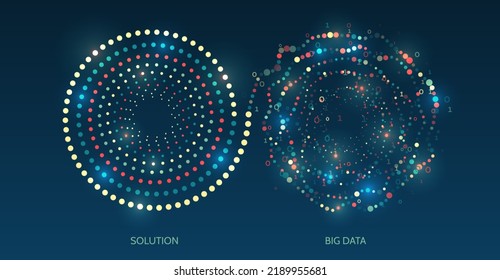 Estructuración del flujo de información. Concepto de análisis de datos. Archivo futurista organizado. Ordenar una gran cantidad de datos en un fondo oscuro.