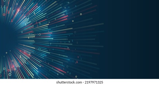 Structuring the flow of information. Data analytics concept. Sorting a large amount of data on a dark background. Big data visualization. Futuristic network or business analytics.