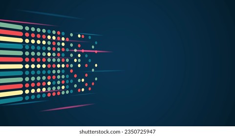 Structuring the flow of information. Data analytics concept. Sorting a large amount of data on a dark background. Big data visualization. Futuristic network or business analytics.