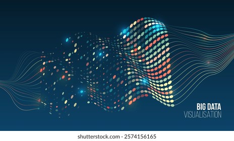 Structuring the flow of information. Data analytics concept. Sorting a large amount of data on a dark background. Big data visualization. Futuristic network or business analytics.