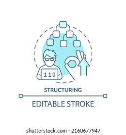 Structuring turquoise concept icon. Code hierarchy. Feature of programming languages abstract idea thin line illustration. Isolated outline drawing. Editable stroke. Arial, Myriad Pro-Bold fonts used