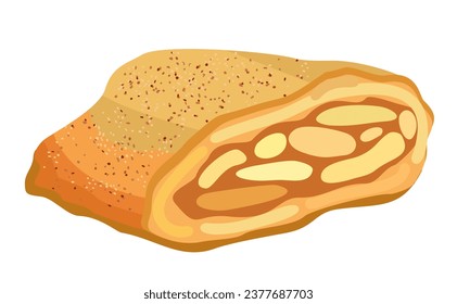 Strudel. Apple pie. Vector illustration isolated on white background