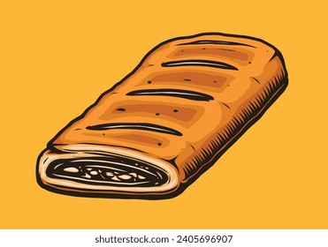 Strudel food vector drawing design