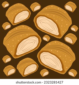 Strudel pastry flat vector illustration. Cute sweet baked strudel pastry dessert pie cartoon vector illustration for graphic design and decorative element