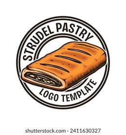 Strudel pastry logo design template