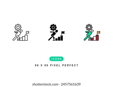 Struggle Icon. Difficult Job Effort Pictogram Graphic Illustration. Isolated Simple Line Icon For Infographic, App and Web Button.