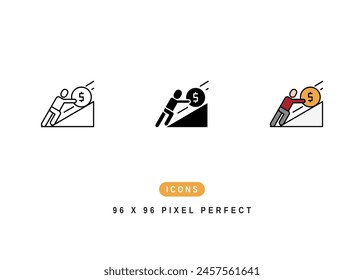 Struggle Icon. Difficult Job Effort Pictogram Graphic Illustration. Isolated Simple Line Icon For Infographic, App and Web Button.