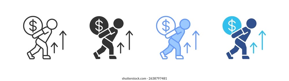 Struggle Multi Style Icon Set Vector