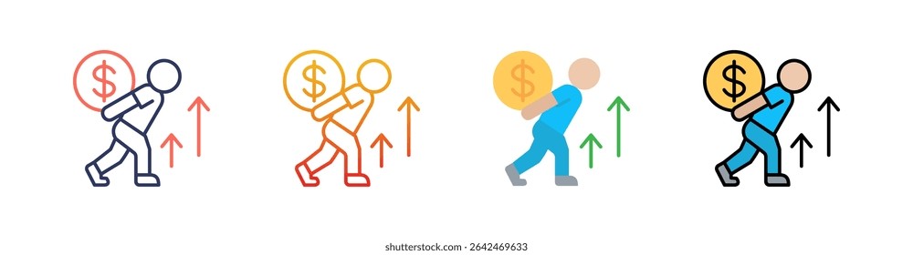 Struggle Multi Style Icon Set Vector