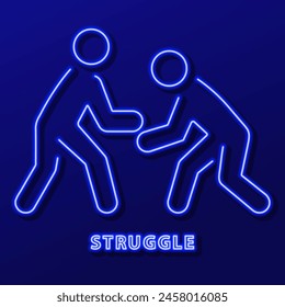 struggle neon sign, modern glowing banner design, colorful modern design trend on black background. Vector illustration.