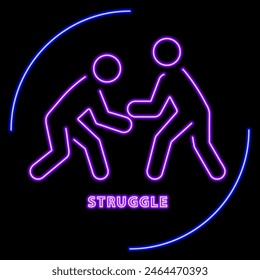 struggle neon sign, modern glowing banner design, colorful modern design trend on black background. Vector illustration.