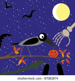 Struggle for a pumpkin on a halloween