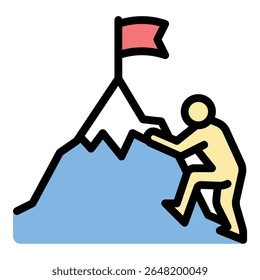 Ícone de treinamento de luta ilustração de estilo de linha plana representando superação de desafios e construção de resiliência, adequado para desenvolvimento pessoal, coaching e projetos de treinamento motivacional