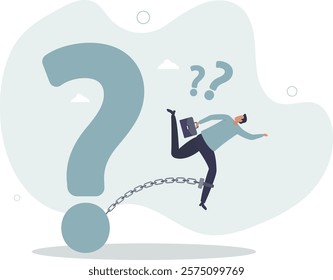 Struggle with unanswered question, problem or difficulty, hard questions or unsolvable quest concept.flat characters.