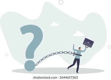 Struggle with unanswered question, problem or difficulty, hard questions or unsolvable quest concept.character for design.