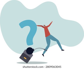 Struggle with unanswered question, problem or difficulty, hard questions or unsolvable quest. human life and situation.vector illustration.